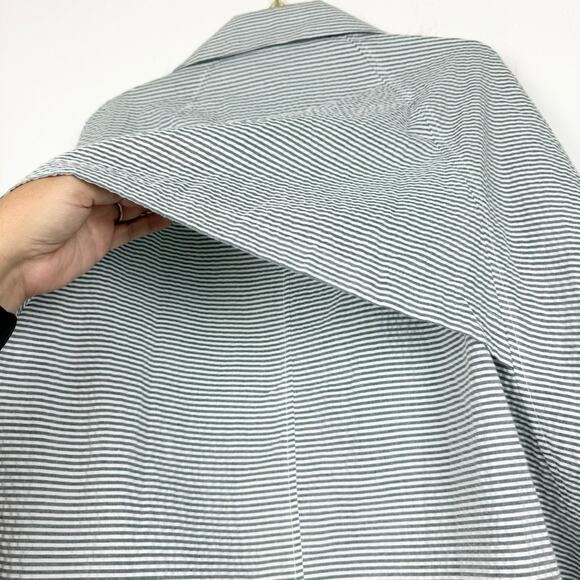 DRA Los Angeles X Anthropologie Drapework Jacket Seersucker Stripe Sz M Coastal - Picture 12 of 14